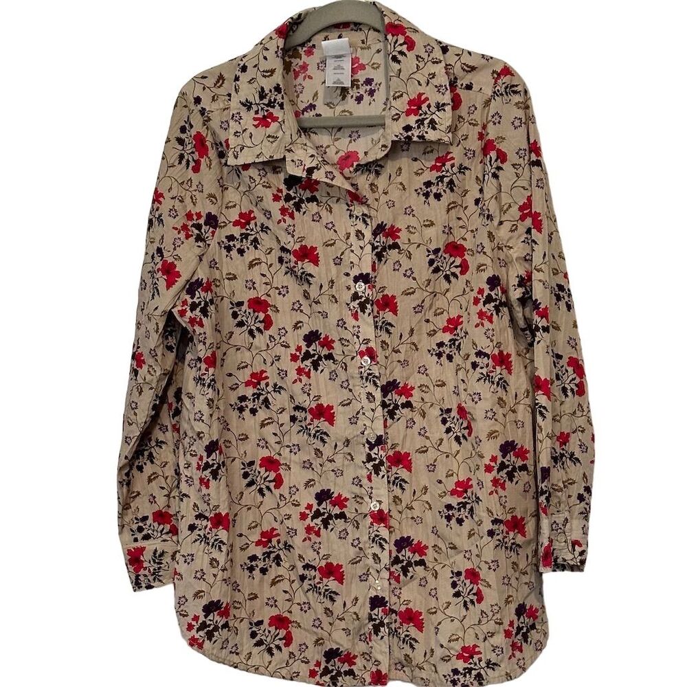 Just My Style Women's Floral Button Down Blouse Multicolor Size‎ 1x